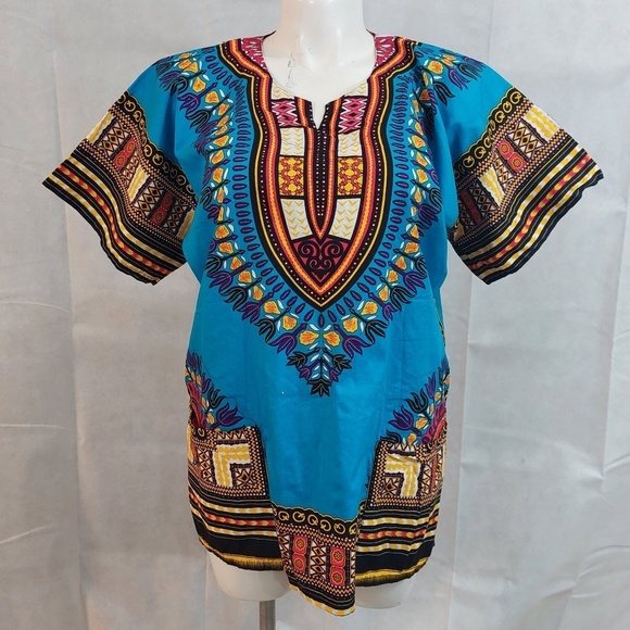 Unisex Traditional African Fashion Colorful Dashiki Tribal Hippie Boho L Shirt. - Picture 1 of 7